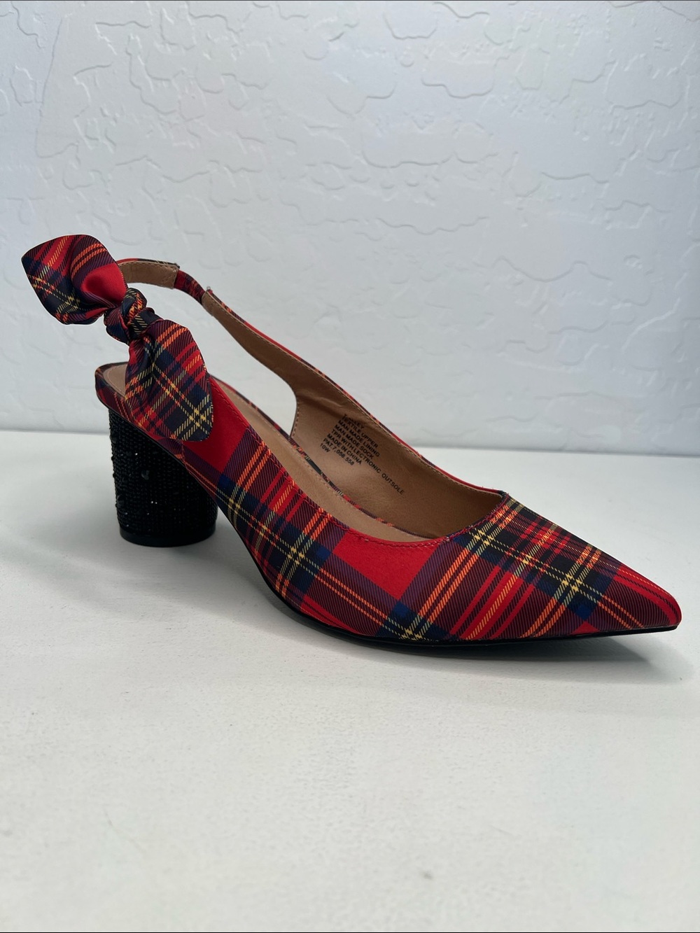 Torrid X Betsey Johnson Alley red plaid black cylinder sparkle heel 10W